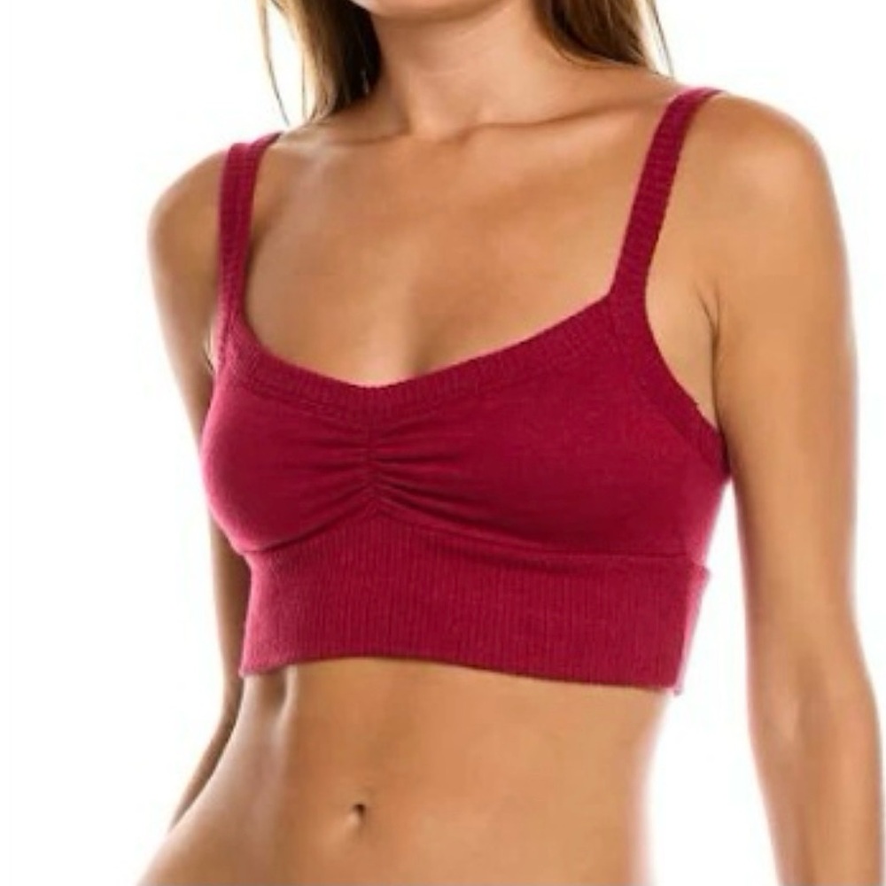 NEW L*SPACE Rosie Knit Crop Top: Bralette Cabernet/ Red S NWT